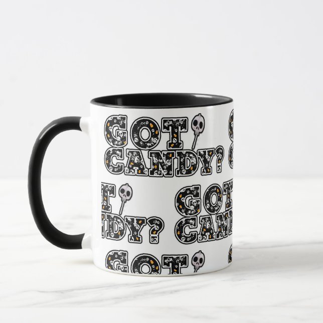 Caneca Tem Doces? Pirulito de Caveiras Preto e Branco Hal (Esquerda)