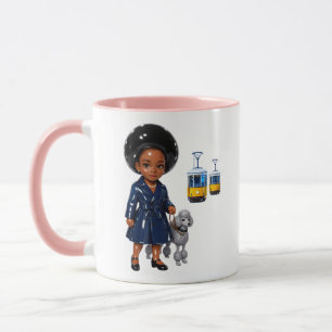 Caneca Tema Cidade Poodle Menina Fofa Amante de Bonde