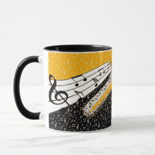 Caneca tema de música dourada