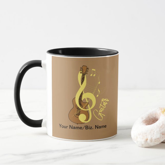 Caneca Tema Música Musical de Gráfico de Violão (Com Donut)