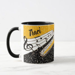 Caneca tema musical personalizado em ouro