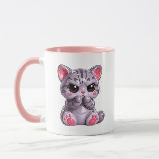 Caneca Tema Rosa Gato Mal-Humorado Brilhante Adorável