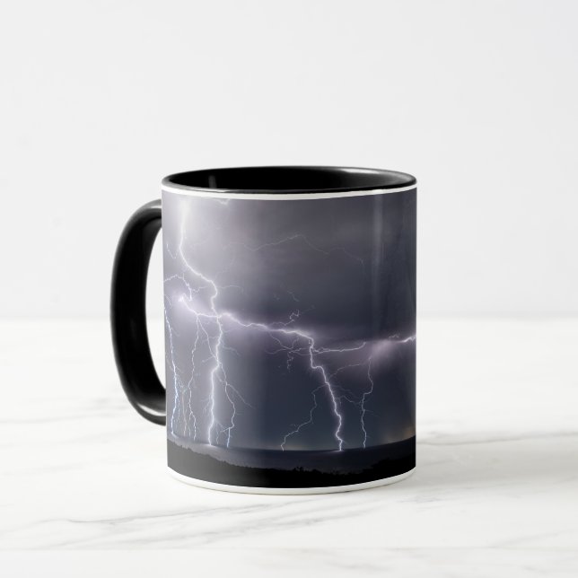 Caneca Tempestade de raios Tempestade Tempestade Noite Cé (Frente Esquerda)