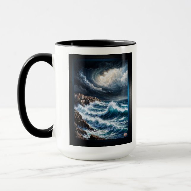 Caneca Tempestade por uma Arte IA costeira mediterrânica  (Esquerda)