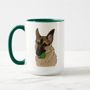 Caneca Tempo de Reprodução do german shepherd com o Ball