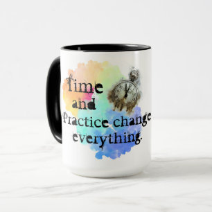 Caneca Tempo e prática, incentivo à nuvem arco-íris