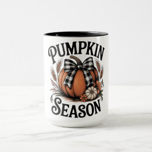 Caneca Temporada de Abóbora Xadrez de Búfalo Fofa