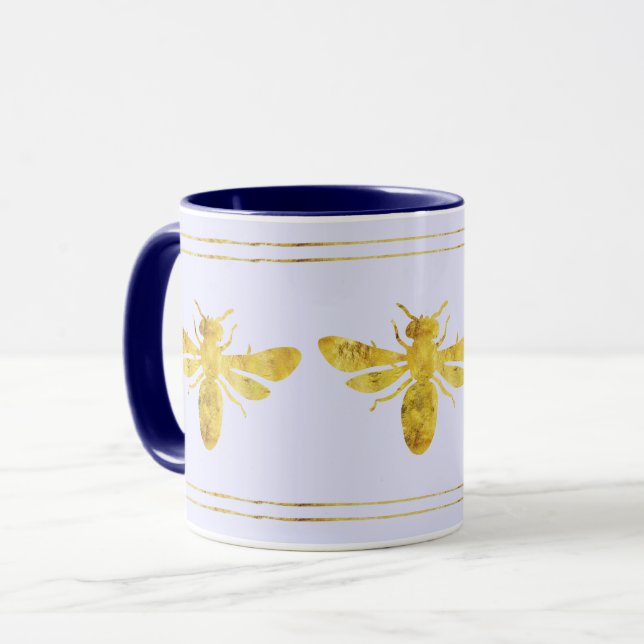 Caneca Tendy Foil Bee Dourado em Púrpura Pálida (Frente Esquerda)