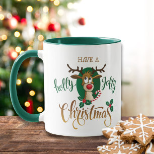 Caneca Tenha feriados alegres da rena um   do Natal do