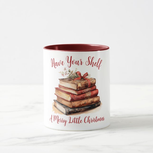 Caneca Tenha uma prateleira com um Natalzinho alegre (Centro)