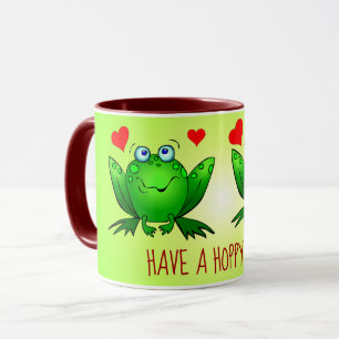 Caneca Tenham um dia de alegria Sapos de cartoons bonitos