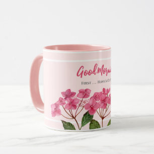 Caneca Tenham uma Hydrangea Cuppa Watercolor Rosa