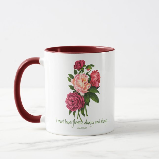 Caneca Tenho de ter o Flowers Claude Monet a citar Peony  (Esquerda)