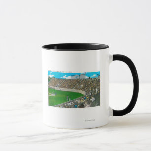 Caneca Terceira linha baixa vista de basebol municipal