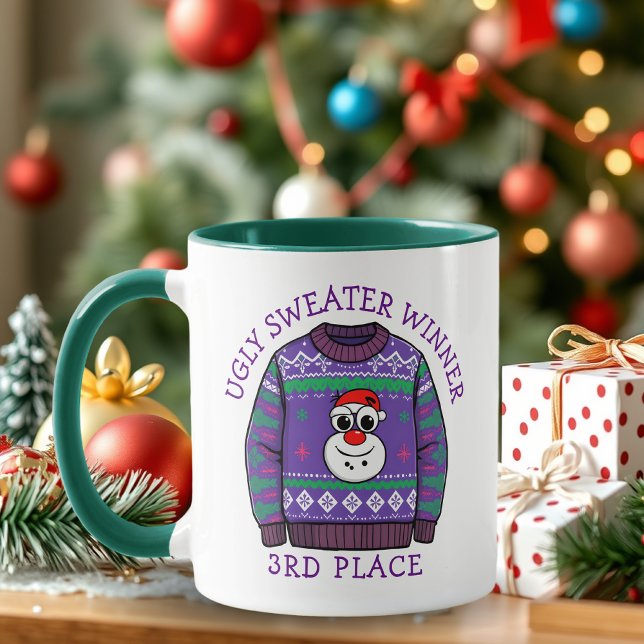 Caneca Terceiro Lugar Suéter Feio Vencedor Natal (Criador carregado)