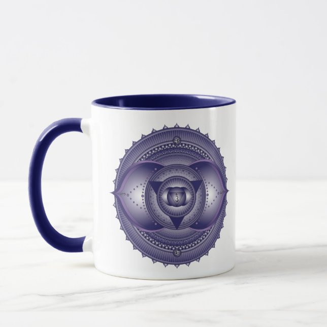 Caneca Terceiro Olho Chakra Indigo Blue Mandala Dois Tons (Esquerda)