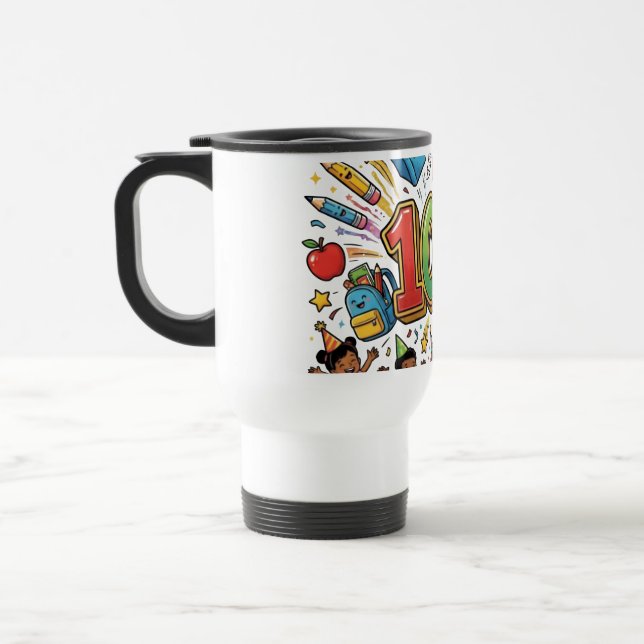 Caneca Térmica 100th Day of School Colorful Celebration Design –  (Esquerda)