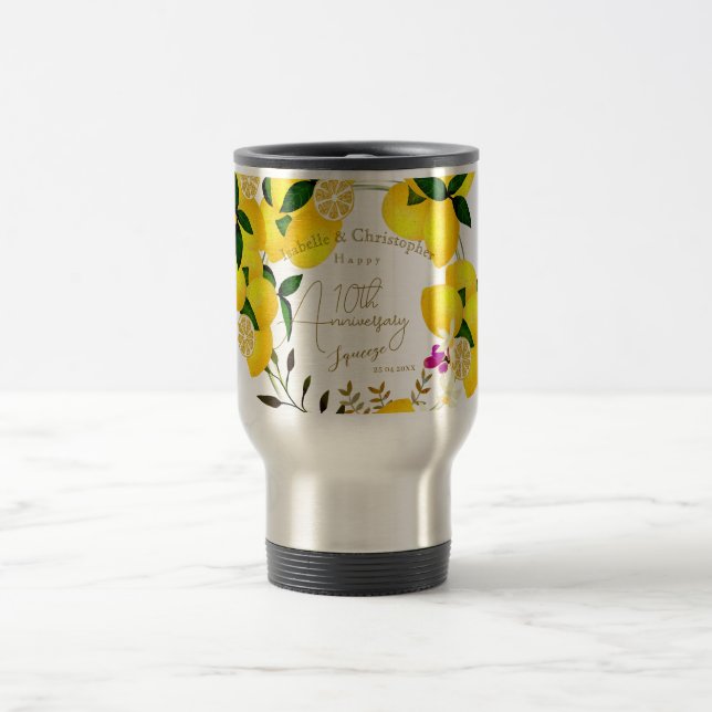 Caneca Térmica 10th Wedding Anniversary Summer Lemon Squeeze  (Centro)