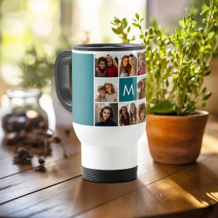 Caneca Térmica 11 Colagem de Fotos em Grid com Monograma