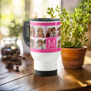 Caneca Térmica 11 Colagem de Fotos - Grade Mínima com Texto