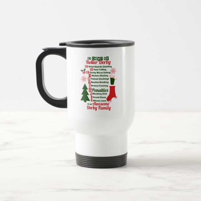 Caneca Térmica 12 dias de Natal de Roller Derby, Patinação de Rol (Esquerda)