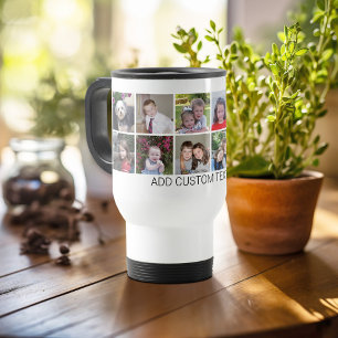Caneca Térmica 12 Fotos - Colagem Moderna - Branco com Texto