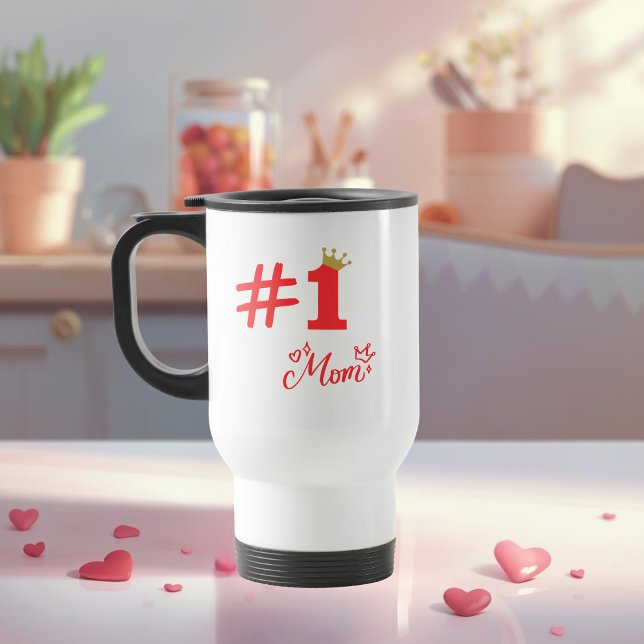 Caneca Térmica #1 Mom Love Personalized Travel Mug (Criador carregado)