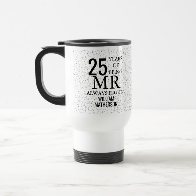 Caneca Térmica 25 Casamento Aniversário Sr. Sempre à Direita (Esquerda)