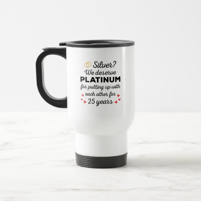Caneca Térmica 25 Casamento I - Casal Engraçado Silver (Esquerda)