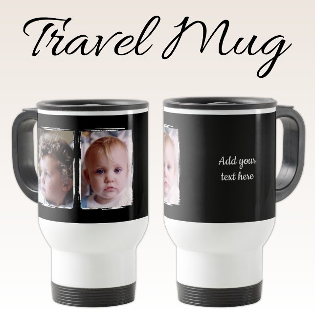 Caneca Térmica 2 photo custom text white black (Criador carregado)