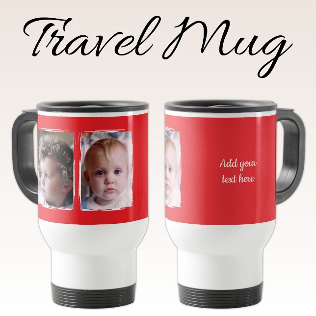 Caneca Térmica 2 photo custom text white red (Criador carregado)
