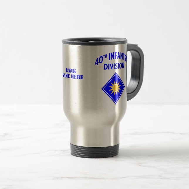 Caneca Térmica 40ª Divisão de Infantaria Militar dos Estados Unid (Frente Esquerda)