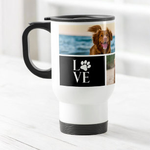 Caneca Térmica 4 Colagem de Fotos Personalizado Amante de Cachorr