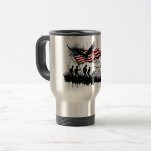 Caneca Térmica 4 de julho Arte Patriótica com Bandeira e Soldados