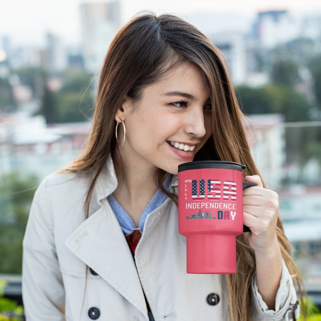 Caneca Térmica 4 de julho - design do Dia da Independência dos EU (Criador carregado)