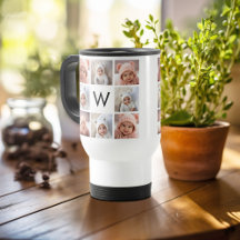 8 Colagem de Fotos Monograma Personalizado Preto e