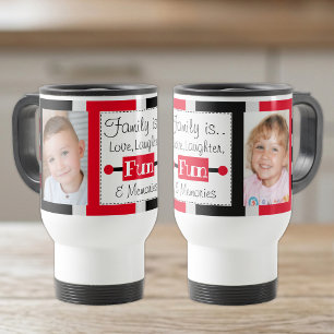 Caneca Térmica A família adora fotos listradas a vermelho