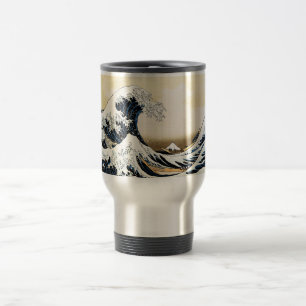 Caneca Térmica A Grande Onda de Kanagawa Hokusai, arte japonês