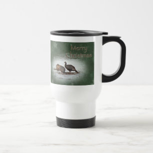 Caneca Térmica A Turquia Selvagem de Natal no Campo de Snowy