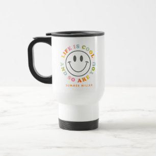 Caneca Térmica A Vida É Legal Feliz Rosto Sorridente Emoji