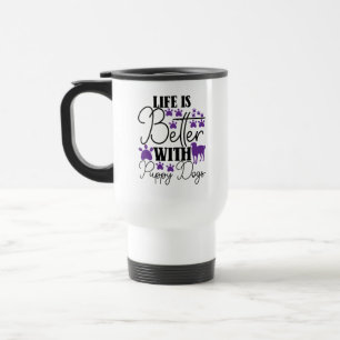 Caneca Térmica A Vida é Melhor Com Cachorros Fofos Amante de Cães