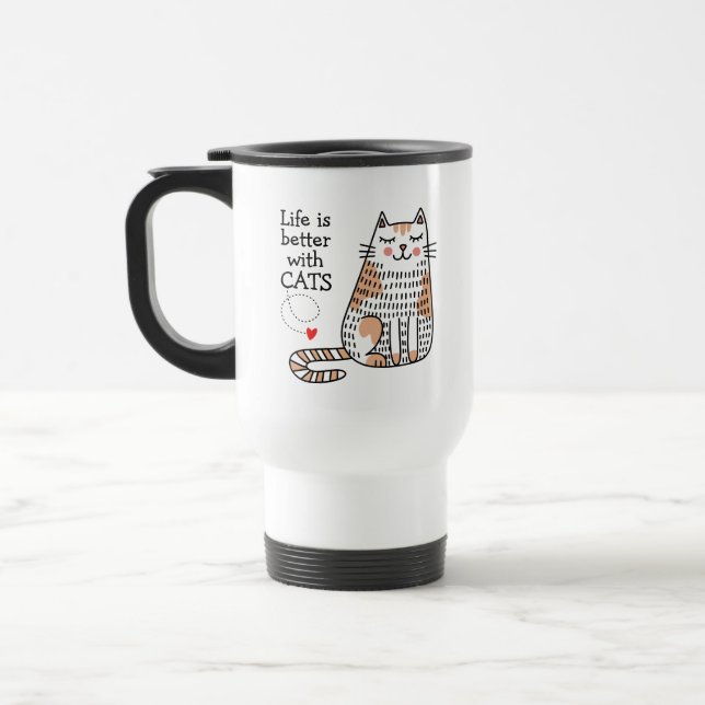 Caneca Térmica A Vida É Melhor Com O Gato Doodle (Esquerda)