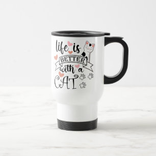 Caneca Térmica A vida é melhor com um slogan de citação do Cat