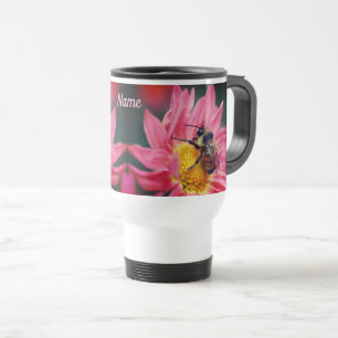 Caneca Térmica Abelha-Bumble Na Flor-Daisy Rosa Personalizada