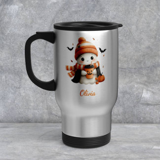 Caneca Térmica Abóbora Fantasma Aconchegante Personalizada