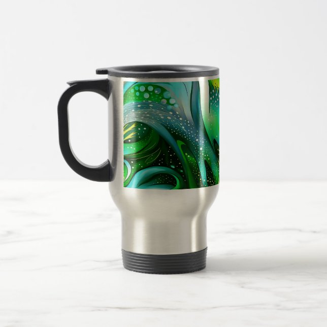 Caneca Térmica Abstração Verde (Esquerda)
