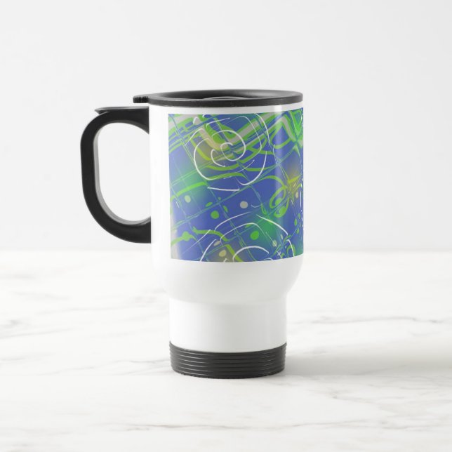 Caneca Térmica Abstrato Blue Squiggle Art (Esquerda)