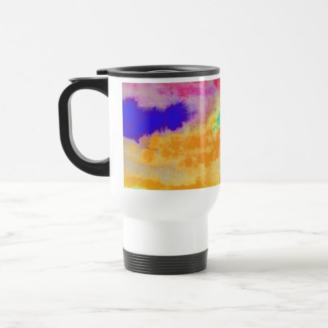 Caneca Térmica Abstrato colorido da aguarela (Esquerda)