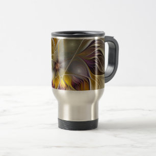 Caneca Térmica Abstrato da Fantasia Colorida Flor Moderno Fractal