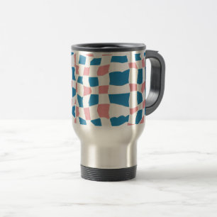 Caneca Térmica Abstrato da placa de verificação azul-rosa do moni